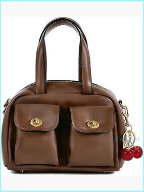 Vintage Turn Lock Shoulder Bag Faux Leather Satchel Crossbody Purse
